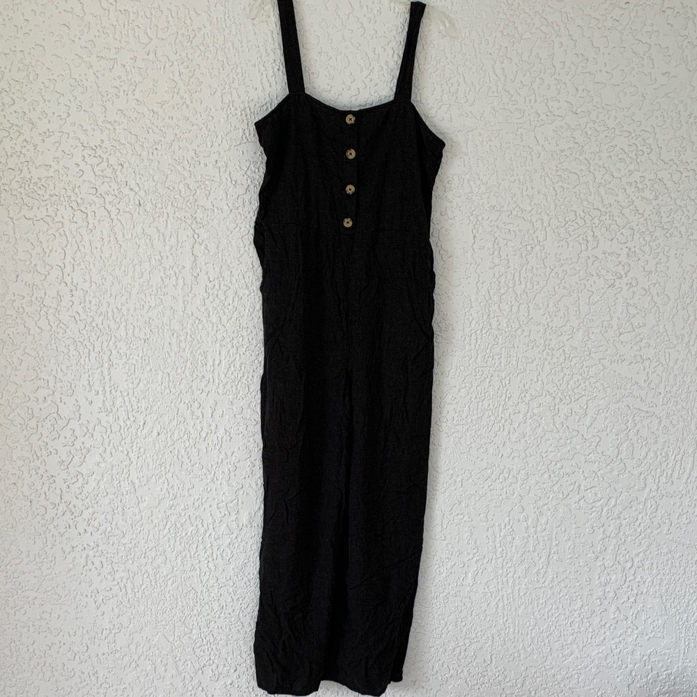 Wild Fable Black Button-Front jumpsuit linen blend size M